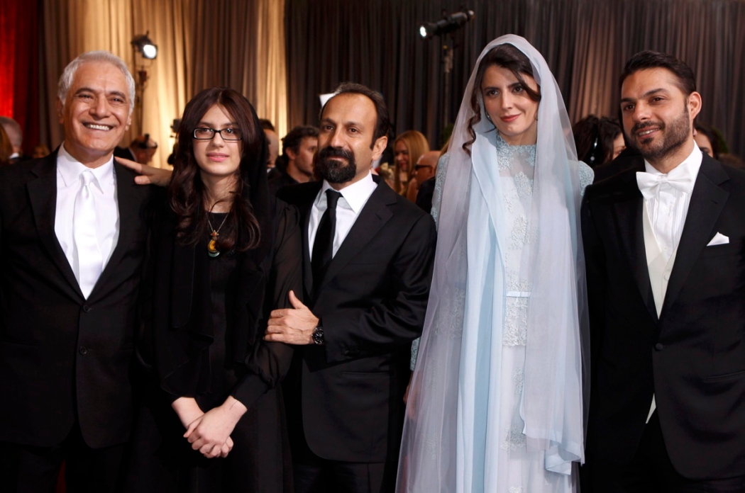Best foreign film nominee "A Separation" director of photography Kalari, actresss Farhadi, director Farhadi and actor Moadi pose on the red carpet at the 84th Academy Awards in Hollywood